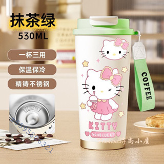 LEBETEKT貓保溫杯 ins女生水杯 便攜精鑄不銹鋼吸管咖啡杯學生杯子 隨身杯 隨行杯 吸管杯 咖啡保溫杯 不鏽鋼杯