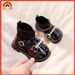 🍒新品特惠🍒韓版 女寶寶襪子鞋 春秋冬季 防滑短靴 嬰幼兒軟底 0一6歲女童鞋 公主小皮鞋 潮兒童馬丁靴子 女童馬靴SR