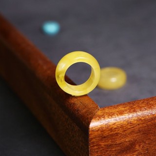 天然蜜蠟戒指 9A級天然琥珀蜜蠟跑環指環 麵包圈移動卡子佛珠星月菩提手鏈配飾 NSZF