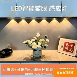 【熱賣】貓眼智慧 LED無線人體感應 充電山丘波紋 氛圍超薄燈 酒櫃 衣櫃 櫥櫃 燈