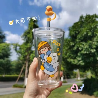 🌀元氣G!耐熱玻璃杯 吸管杯 卡通 ml 隨身杯 咖啡杯 玻璃杯 隨行杯 星巴克 環保杯 送禮 刻度杯 牛奶杯A4