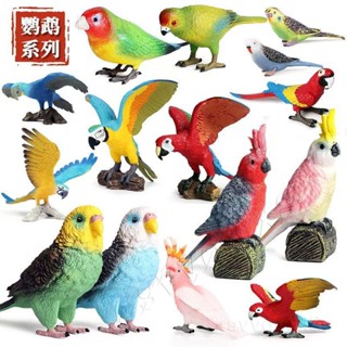 👑特惠👑 oenux模擬鸚鵡動物模型鳥類金剛鸚鵡鳳頭鸚鵡擺件大號兒童玩具ll812