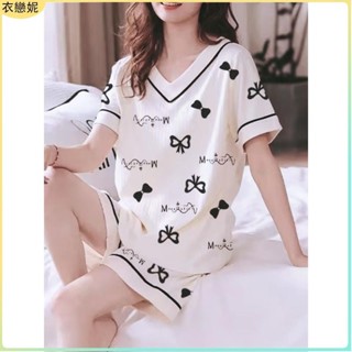 新店特惠✨夏天女甜美家居服套裝睡衣女士夏季不是純棉短袖短褲大尺碼套睡衣大尺碼睡衣短褲短袖家居服居家服短袖睡衣套裝
