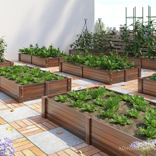 免運 破損補發 防腐木花箱戶外家庭院陽臺樓頂種菜專用盆碳化木長方形大號種植箱 園藝用品