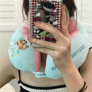 『臺灣出貨』可愛卡通刺繡蠟筆小新u型枕拼色立體駝峰支撐護頸枕情侶款午睡枕 兒童 學生 交換禮物