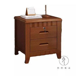 【琪琪優品專營店】加厚實木免安裝中式簡約實木床頭櫃臥室家用帶鎖儲物櫃出租屋床邊收納櫃