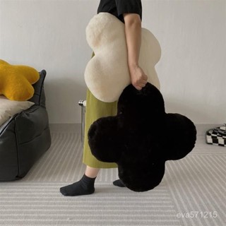可愛靠枕 抱枕 靠枕 午睡枕 玩偶 毛絨玩具 北歐ins風立體幾何靠墊異形藝術貓毛絨軟抱枕五色花朵民宿靠背靠