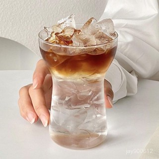 [高顔耐用 限時折扣]高硼矽透明玻璃冰美式咖啡杯子家用早餐牛奶果汁冷萃瘦腰玻璃杯 隨行 牛奶杯 雙飲杯