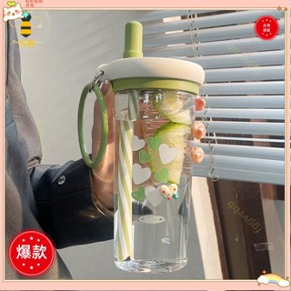 ♡臺灣出貨+可開發票♡夏季高顏值運動吸管水壺水瓶 塑膠吸管防摔學生兒童大容量水杯 環保便攜隨行杯 透明水杯 果汁飲料咖啡