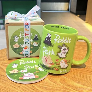 🌟現48h出庫🌟兔子原創宿捨陶瓷生日禮物踏青高顔值杯子學生馬克杯水杯咖啡杯zz優選 JFSE