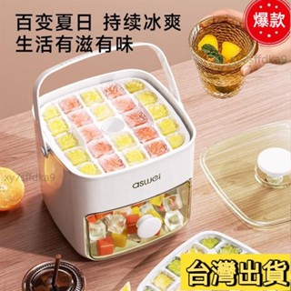 臺灣熱銷 矽膠造型製冰盒 製冰盒 按壓冰塊盒 帶蓋冰塊盒按壓冰格冰塊模具製冰盒凍冰球神器儲存大容量儲冰傢用食品級冰箱3