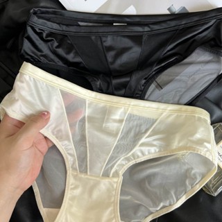 【佳慧】高階法式緞麵內褲女冰絲無痕蕾絲中低腰親膚純棉抑菌檔三角褲輕薄 G0ZZ