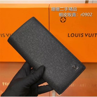 【珊珊二手精品】LV 路易威登 BRAZZA系列 Taiga黑色皮革 對開長夾 男士長夾錢包 M30501 免運 實拍