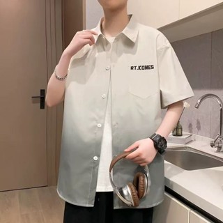 M-3XL漸變色 長袖 襯衫男 夏季 薄款 休閒 上衣 外套 ins 港風 帥氣 潮牌 襯衣男生（ZC120）