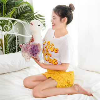 【7柒】【爆品】可愛雪花羊駝毛絨玩具 溫柔優雅羊駝毛絨玩偶 溫順羊駝公仔毛絨布娃娃 小羊睡覺草泥馬兒童生日禮物 節日禮物