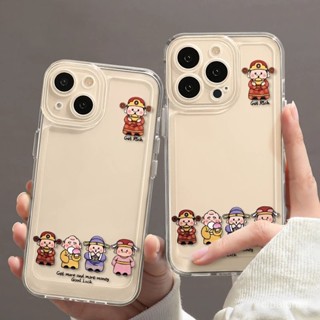 🌸新店特惠限48h出庫🌸五個可愛財神爺iPhone16/15promax透明手機殻蘋果14/13矽膠12軟殻【浮萍優選】