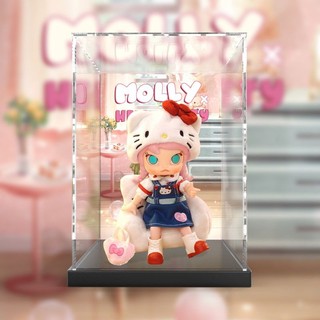 泡泡瑪特 泡泡瑪特展示盒 亞克力展示盒 展示盒適用泡泡瑪特 MOLLY HELLO KITTY 聯名 潮玩亞克力防塵盒罩
