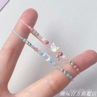 💕賣場下殺💕可愛小貓精緻手鏈甜美百搭少女心高顔值手工編織手繩情侶閨蜜手飾潮流百貨旗艦店