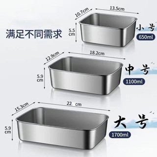 臺灣出貨🔥【活動立減】304不銹鋼長方形冰箱冷藏帶蓋食品級廚房收納盒商用