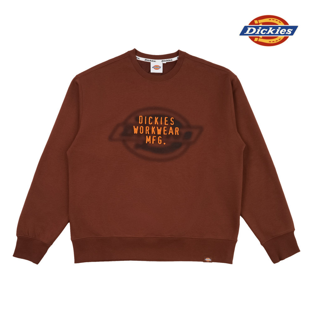 Dickies男款卡布奇諾棕內抓絨胸前立體Logo文字保暖休閒大學T|DK0A868MK47