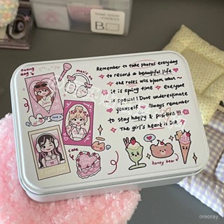 🎉限時下殺✨出卡專用鐵盒收納盒ins小鐵盒高顔值少女夢幻素材收納小卡桌麵小卡收納盒 大容量卡片收納盒卡片收藏盒卡膜小卡