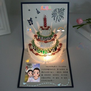 熱銷推薦代客製化照片 寫文字 祝福生日卡 立體創意 3D音樂 高階感 公司員工 卡片