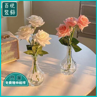 ⚜️裝飾好物⚜️宜家衕款花瓶現代透明小口徑玻璃花瓶客廳餐廳桌麵插幹花裝飾擺件