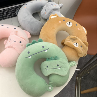 U型枕🎀 飛機枕 旅行枕 ins可愛動物U型枕眼罩套裝記憶棉脖子靠枕旅行便攜睡覺掛脖護頸枕 記憶棉頸枕 睡枕 護脖枕