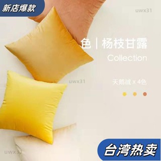 ⭐新店開張⭐素色天鵝絨黃橙色係抱枕套 雙麵抱枕簡約輕奢ins風高顏值沙發床頭靠墊民宿工作室裝扮抱枕 7HMC689