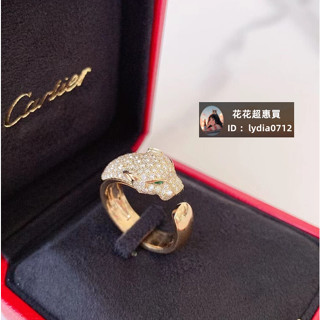 精品現貨 Cartier 卡地亞 PANTHERE CARTER 半鑽 18k金 祖母綠 鑲鑽 豹子戒指 玫瑰金