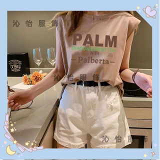 精品服飾*夏季新款字母無袖t恤女寬松胖mm大碼背心打底時尚運動內搭上衣潮Q/Y