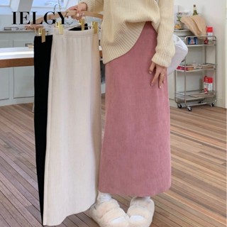 IELGY 燈芯絨裙女寬鬆高腰a字版長裙