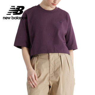 【New Balance】NB 前短後長棉質短版上衣 女性 紫色 WT43536PLN