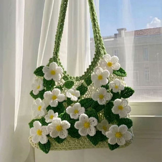 【新店大促】臺灣出貨茉莉花包包材料包diy手工編織毛線針織茉莉花包包單肩鉤織