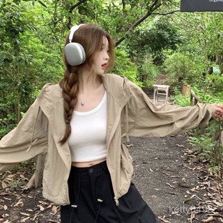 美式甜酷風工裝衝鋒衣外套女夏季新款戶外輕薄防曬衣連帽開衫上衣
