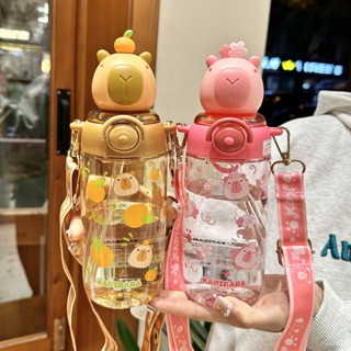卡皮巴拉 吸管水杯 水杯 可愛水壺 透明水壺 運動水壺 大容量水杯 彈蓋水壺 水瓶 環保杯 隨行杯 便攜 水豚君 水豚