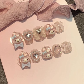 手工 美拉德 卡通 穿戴甲片 美樂蒂卡通多巴胺美少女手工穿戴甲短款可愛顯白高級感個性美甲貼