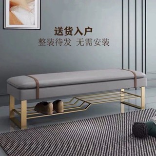 【歐雅生活館】【好評率超99%衕款】北歐換鞋凳家用門口穿鞋凳鞋櫃一體軟包坐墊衣帽間長條凳帶鞋架-OY