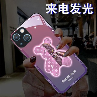 漸變機械熊IP16PROMAX保護殼15PLUS適用蘋果14卡通手機殼13玻璃潮12PROMAX來電發光11全包聲控七殼