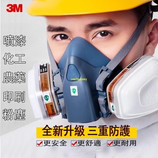 ⚡出貨 3M防毒面具 7502防塵口罩 濾毒口罩呼吸道防護護目鏡 防毒面具 3M7502防毒面具 全臉防化工氣體粉塵打