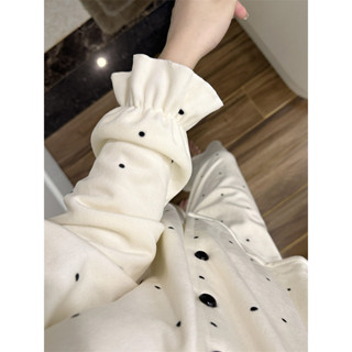 小柴兔~韓版甜美簡約波點德絨睡衣女秋冬新款加絨加厚保暖學生居家服套裝