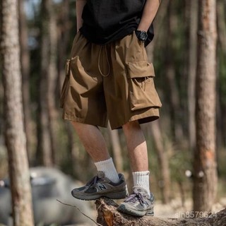 🐱 限時下殺 2025新款 洋氣 百搭 薄款 機能 抽繩大口袋 男女情侶款 透氣休閒寬短褲五分褲男款休閒薄款 Q9W
