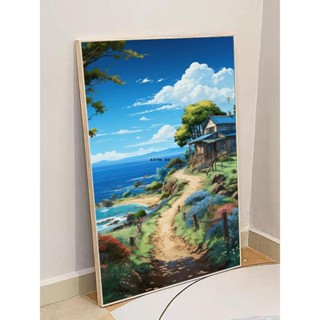 【免運】紅點現代裝飾畫無框畫日式動漫宮崎駿風海邊藍天白雲裝飾畫入戶門玄關掛畫客廳風景壁畫