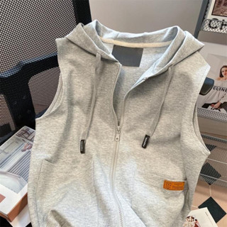 【臺灣出貨】🔥多金家✨無袖馬甲衛衣女連帽開衫外套韓版高階感拉鏈坎肩小眾上衣 無袖坎肩 新款春秋季洋氣減齡開衫上衣外套女裝