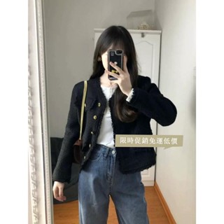 免運出貨🌸氣質外套 黑色外套 法式外套 小香上衣 小香風短外套 春秋外套 高階感上衣 名媛西裝上衣