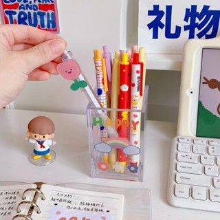 【新品推薦】ins無印風透明亞克力筆筒辦公室桌面文具收納盒學生化妝刷收納桶