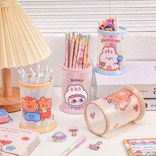【新品推薦】透明圓形折疊筆筒可愛ins創意diy筆桶學生桌面收納盒文具收納筆筒