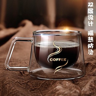 【新品推薦】耐熱玻璃杯咖啡杯雙層隔熱帶把杯馬克杯卡布奇諾早餐杯創意男女杯