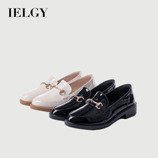 IELGY 英倫小皮鞋女學院風圓頭粗跟大號女鞋