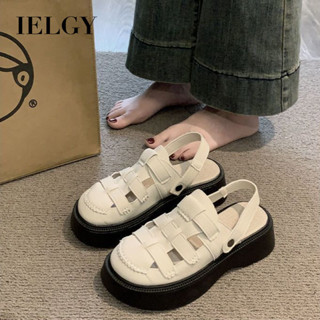 IELGY 羅馬涼鞋女2025夏季新款時尚鏤空休閒兩穿厚底沙灘涼鞋